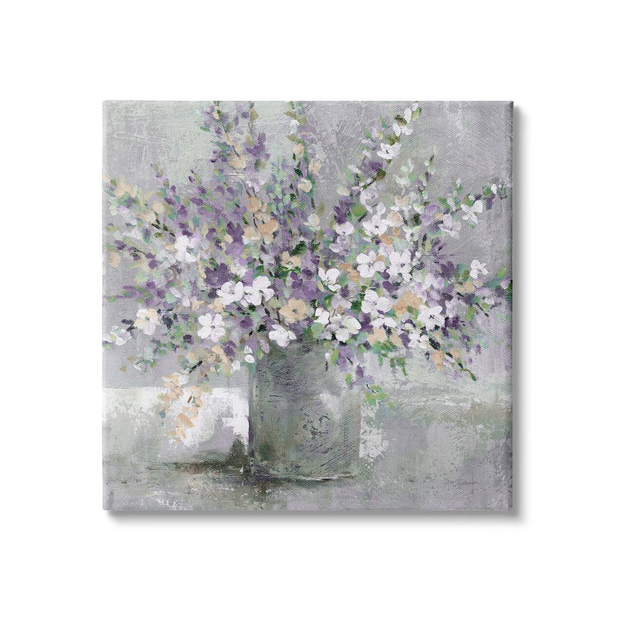 Stupell Industries Blossoming Aster Flower Bouquet Soft Purple Canvas Wall Art